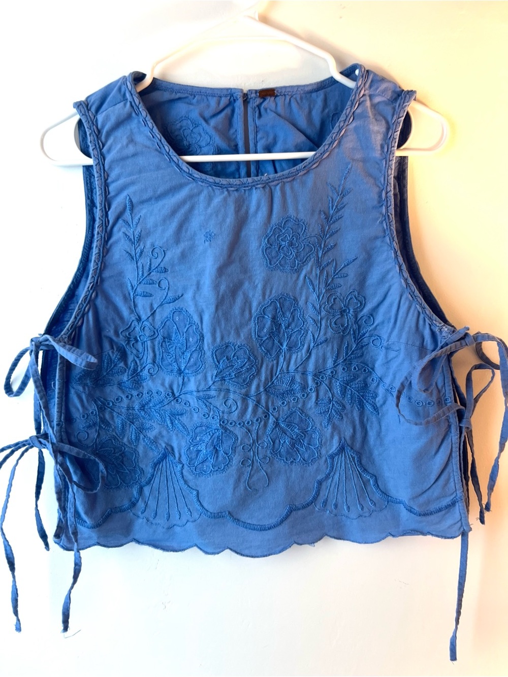 Free People Blue Embroidered Tie-Side Camisole - Picture 1 of 8